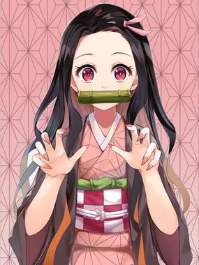 DEMON SLAYER | Kids Nezuko Anime Cosplay Costume Set Kimono Haori Jacket